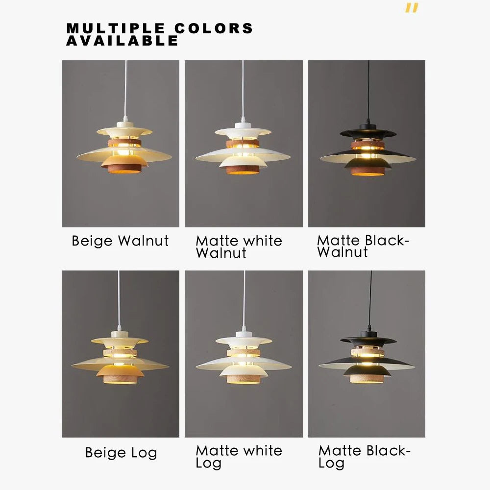 Danish design retro walnut LED pendant light - vue 5 sur 12