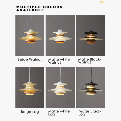 Danish design retro walnut LED pendant light - vue 6 sur 12