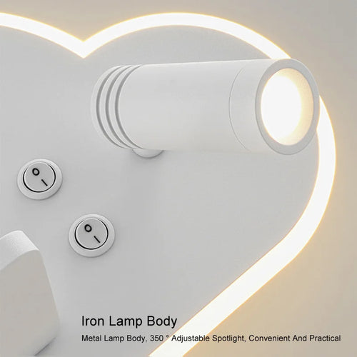 Multifunction LED bed lamp with wireless USB charger - vue 6 sur 8