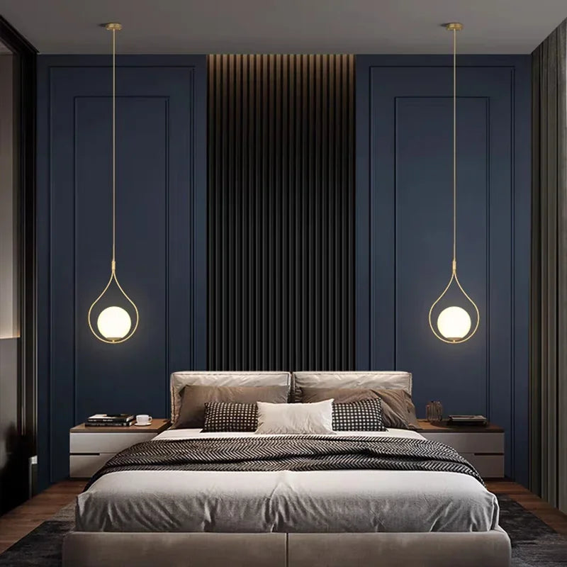 Modern minimalist glass LED chandelier for hotel - vue 4 sur 14