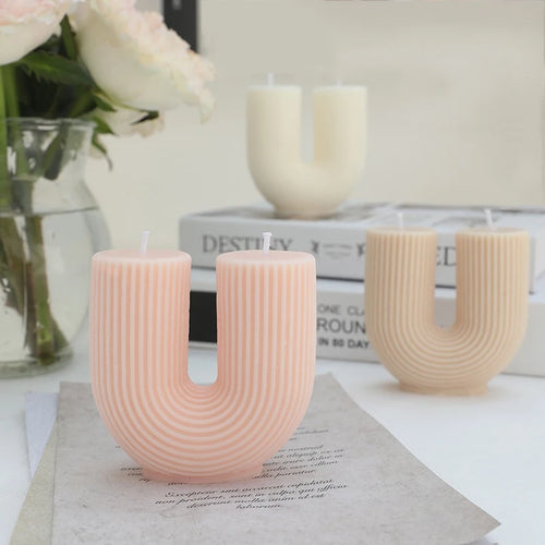 geometric u-shaped scented candles for home decor - vue 4 sur 22