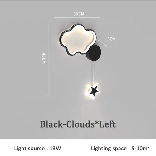 creative stars moon and clouds wall light for children - vue 14 sur 16