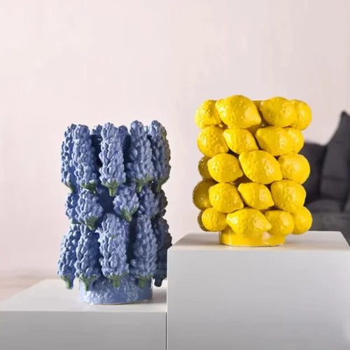 Ceramic Vase,Lemon Tomato Modern Simple Style Indoor Wedding Table Decoration,Creative Home Decorative Flower Arrangement - vue 3 sur 13