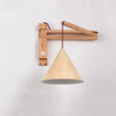 Artistic Japanese Nordic style retractable folding wooden wall light