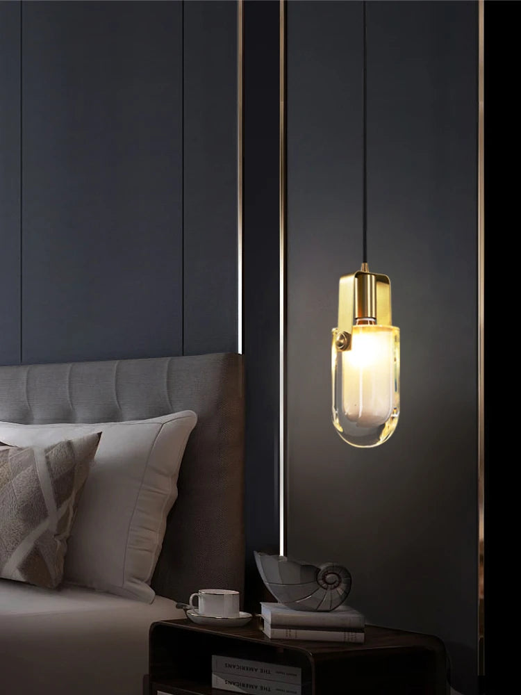 Nordic design crystal and copper chandelier for modern interiors - vue 4 sur 7