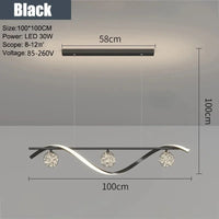 Modern minimalist LED glass chandelier for restaurant