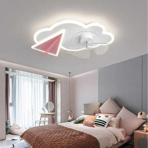 Ceiling fan with lights airplane design remote control for children - vue 5 sur 8