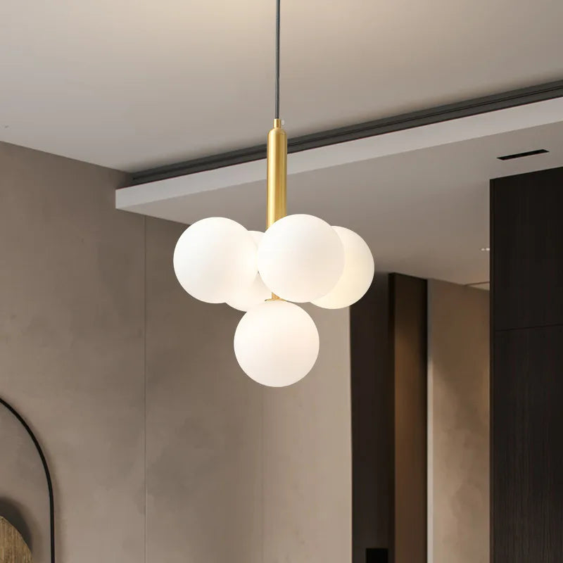 Nordic style milky glass chandelier for interior decoration - vue 3 sur 10
