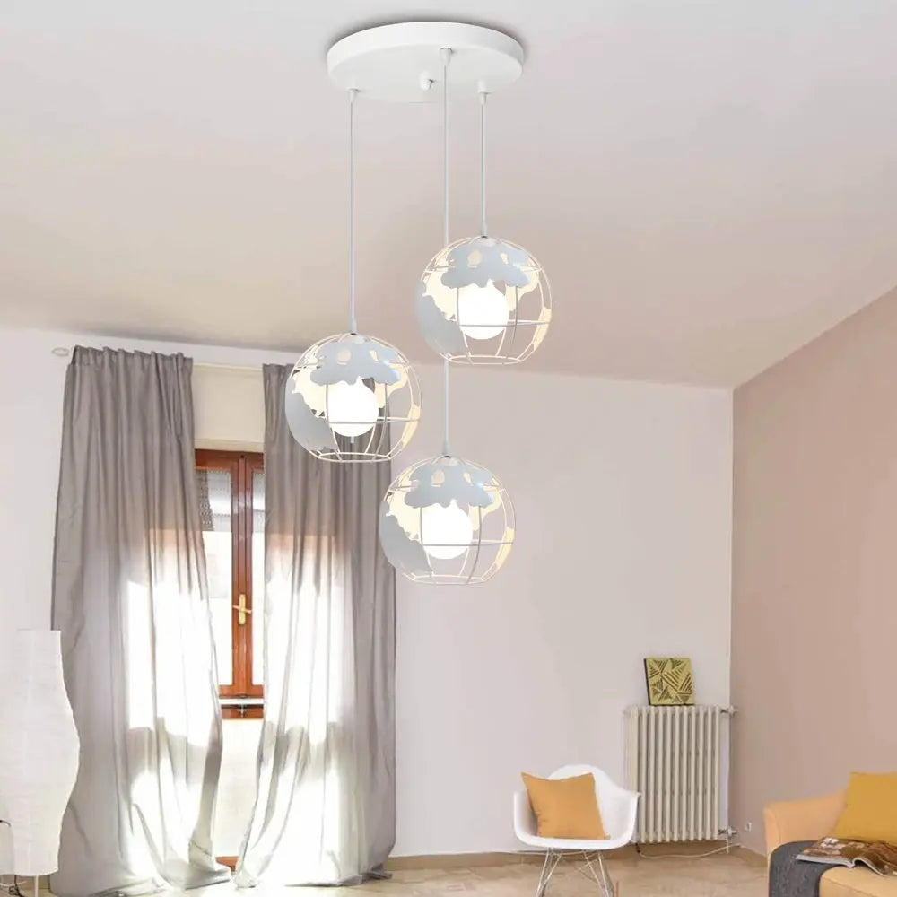 metal pendant lamp globe lampshade modern industrial style - vue 5 sur 14