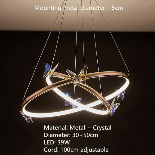 lustre led papillon avec cordon réglable pour décoration intérieure
