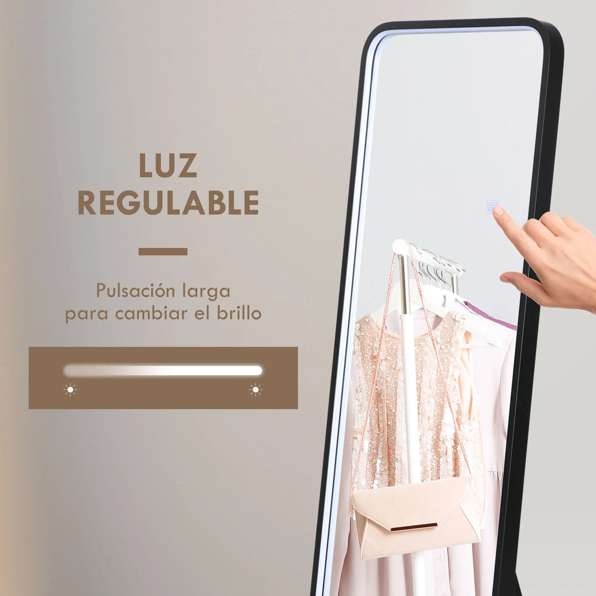 HOMCOM full body mirror with LED lights 151.5x50 cm memory function - vue 4 sur 6