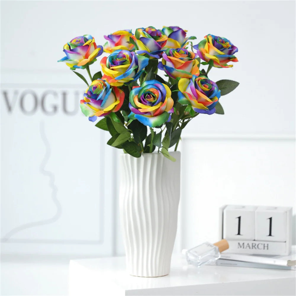 Artificial silk rose flowers for romantic decorations