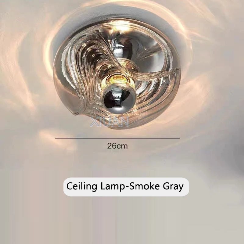 Bauhaus glass ceiling light with modern water ripple LED - vue 10 sur 12