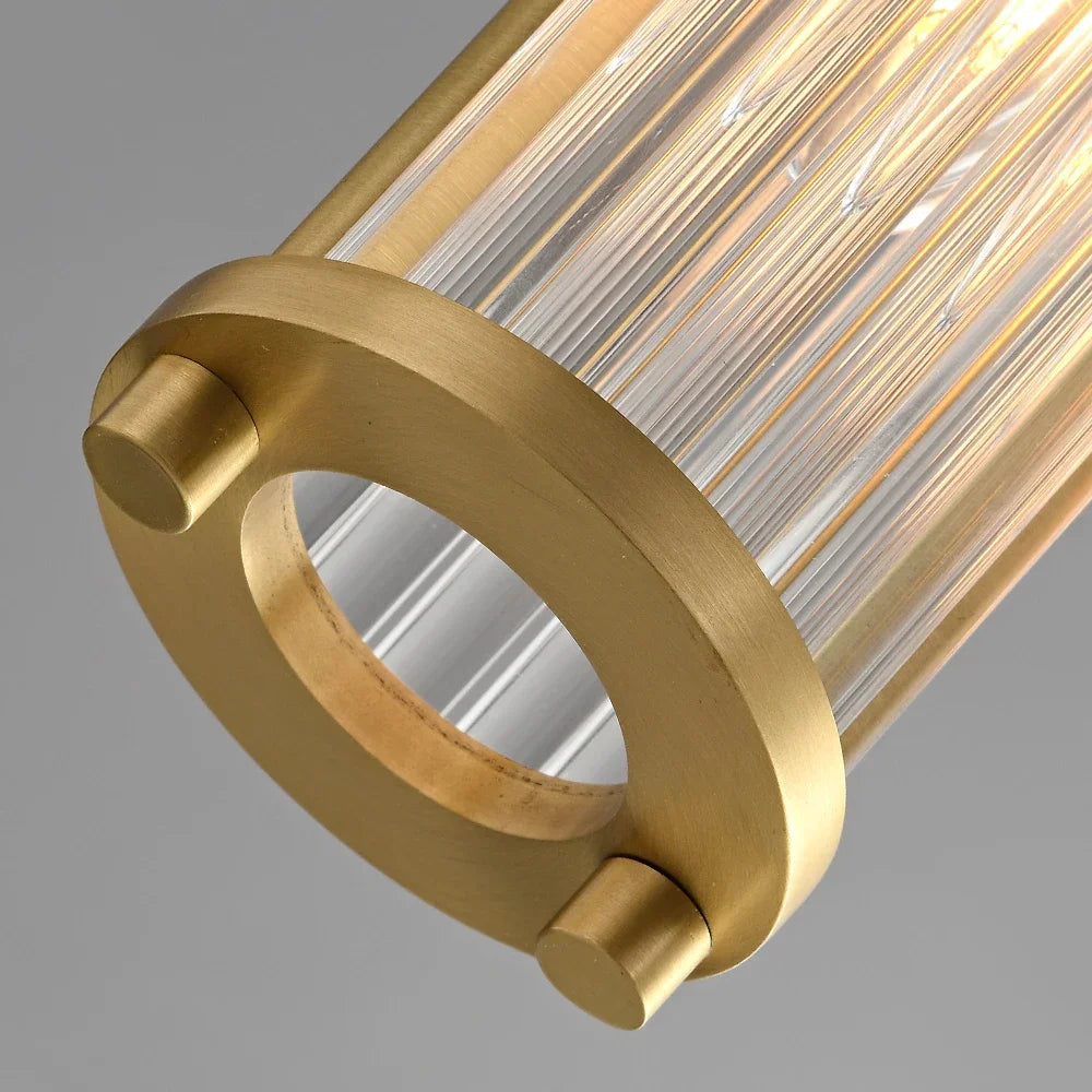 Copper LED pendant light with adjustable glass shade - vue 4 sur 7