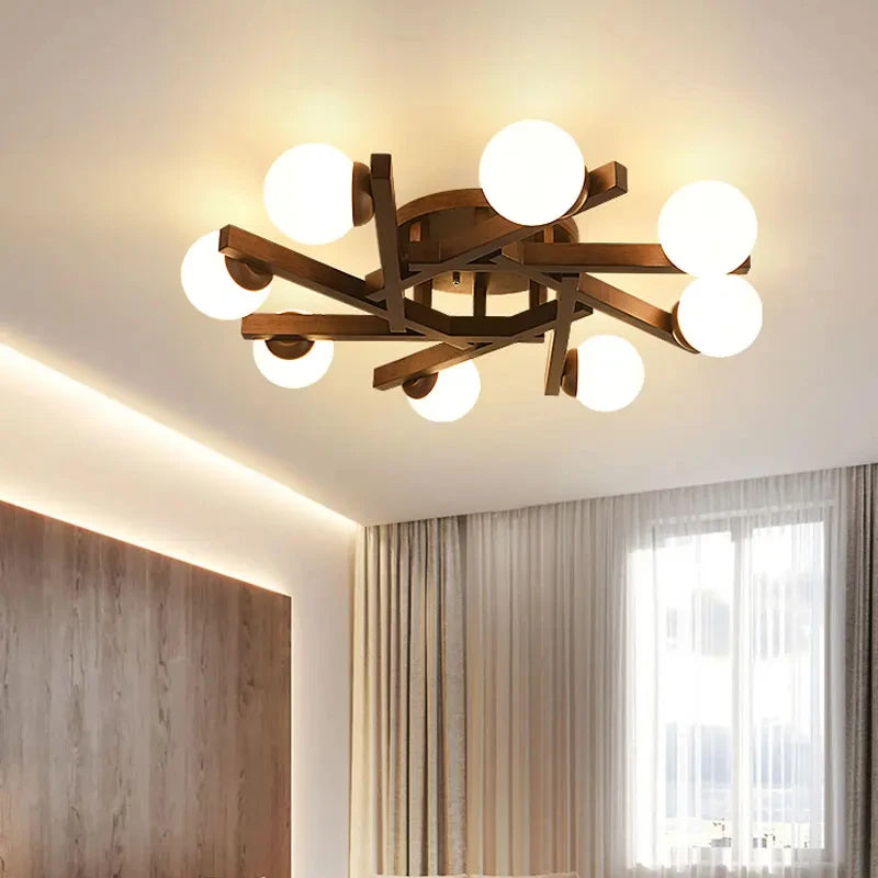 Nordic wood design chandelier for interior decoration - vue 4 sur 11