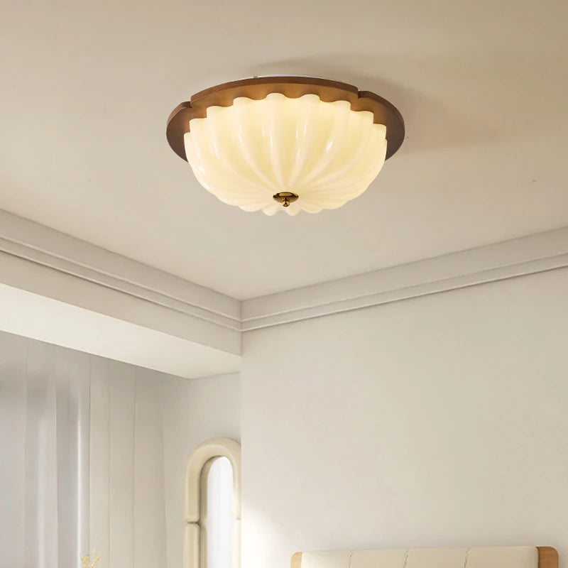 Retro solid wood medieval style ceiling light for eye protection