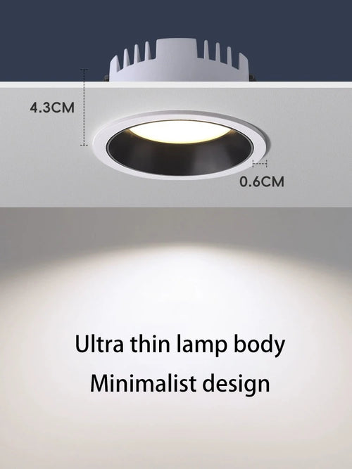 Ultra-slim aluminium anti-glare LED downlight for home - vue 2 sur 15