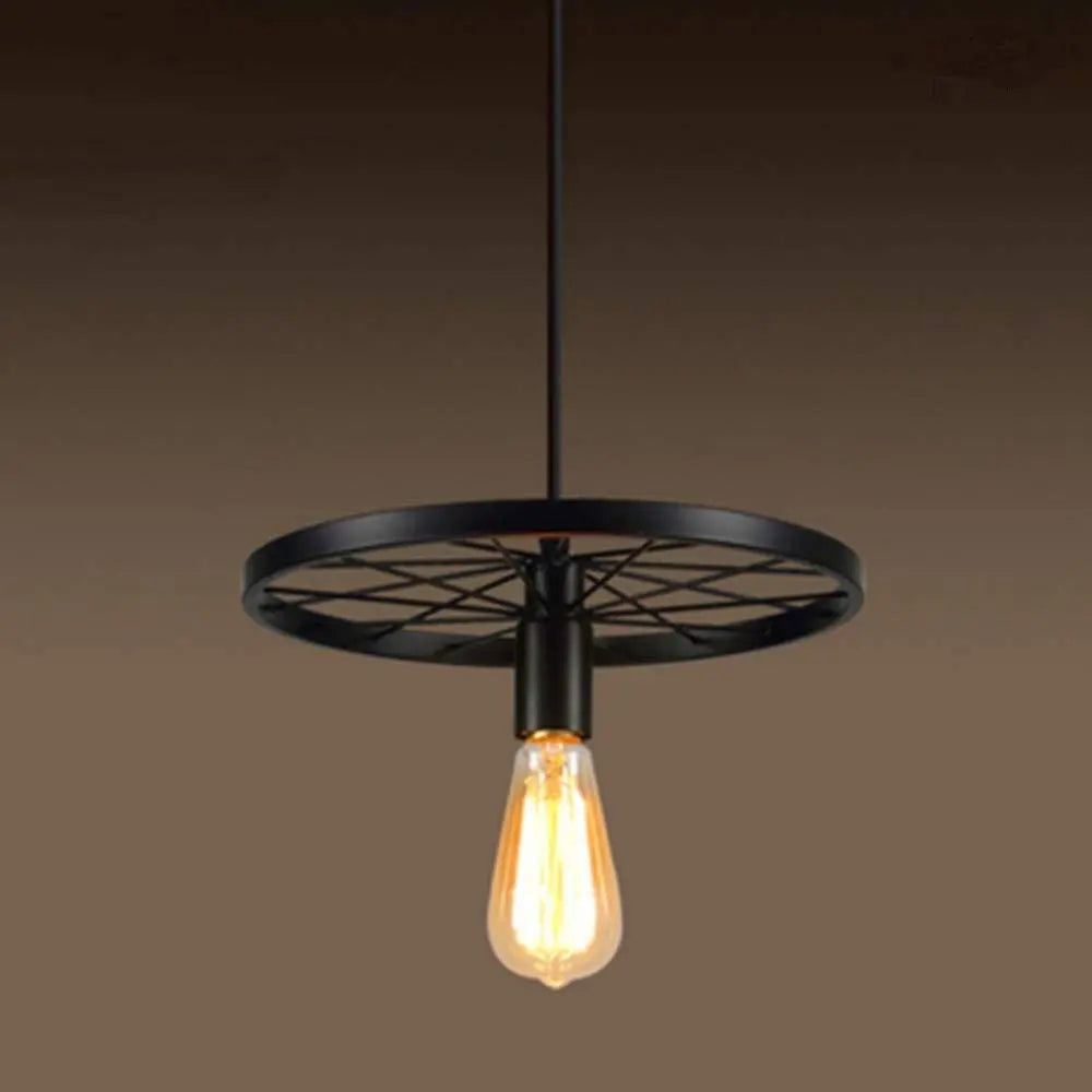 vintage retro metal wall light with decorative wheel