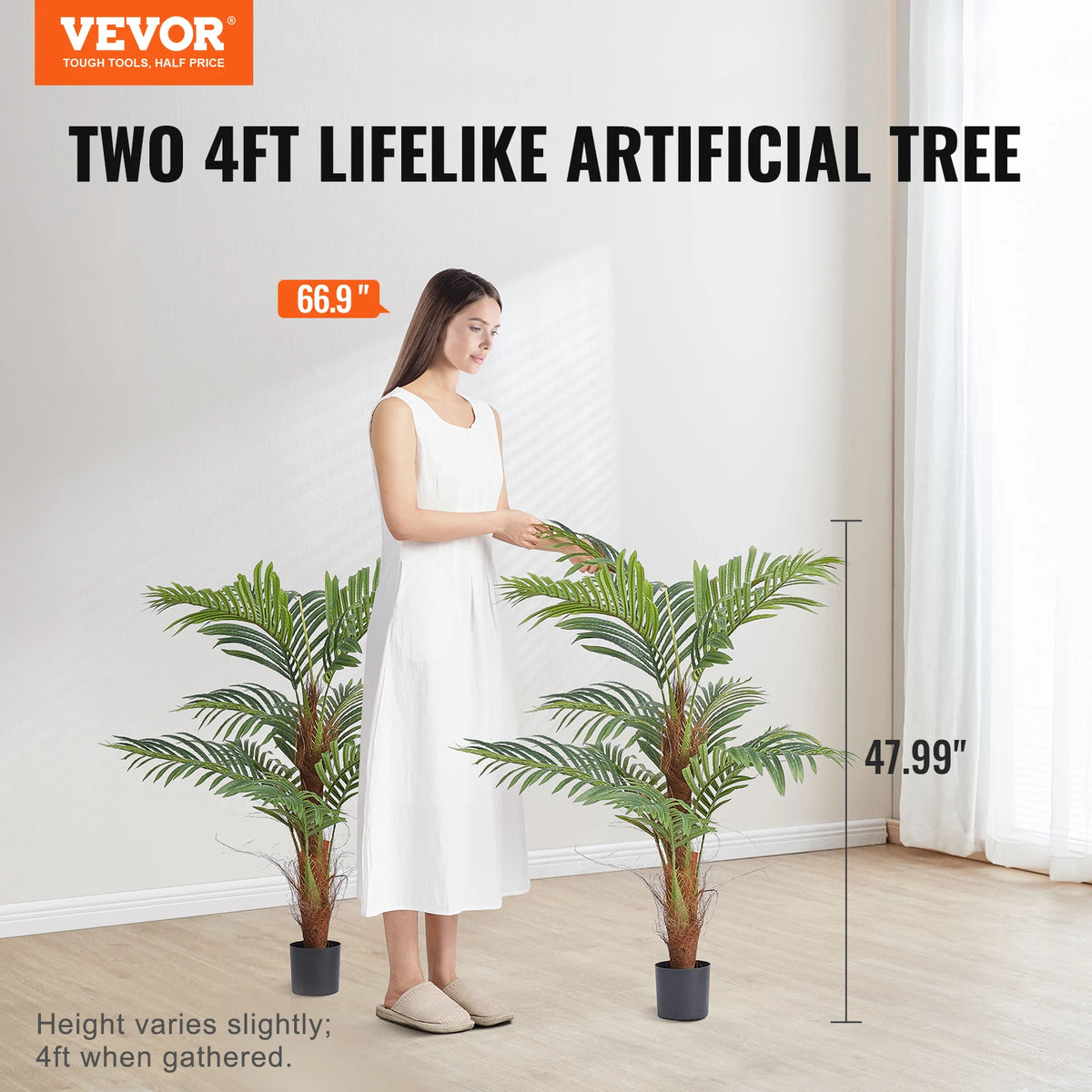 Artificial palm plant indoor decoration with anti-tip protection