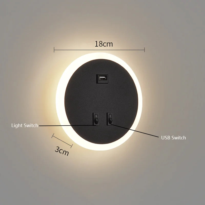 modern led wall light with usb port for mood lighting - vue 8 sur 8