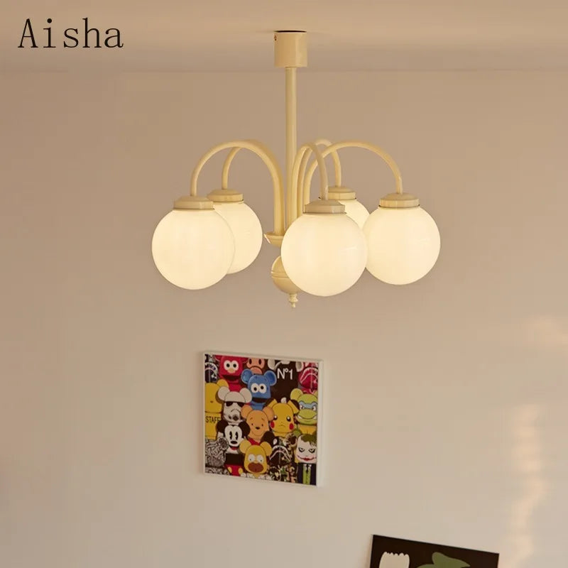 Retro glass ball chandelier with 4, 5 or 6 decorative heads