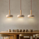 Travertine LED chandelier with natural stone pendant