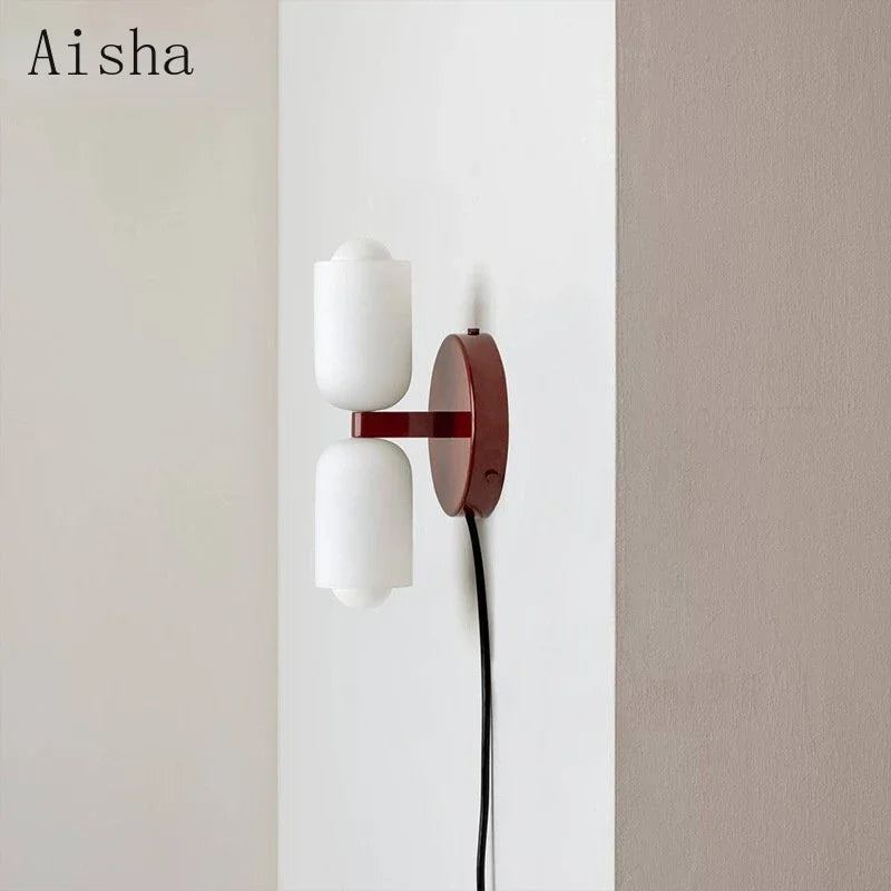 Simple to double head glass wall light