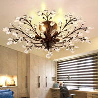 Vintage black metal chandelier with crystal pendants for modern interiors