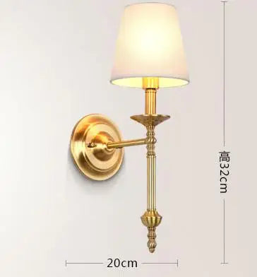 Antique LED wall light with fabric shade