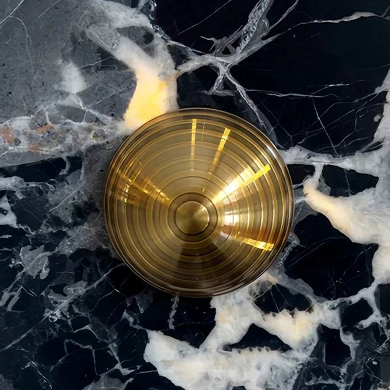 Art deco style wall light in stone and gold metal - vue 5 sur 8
