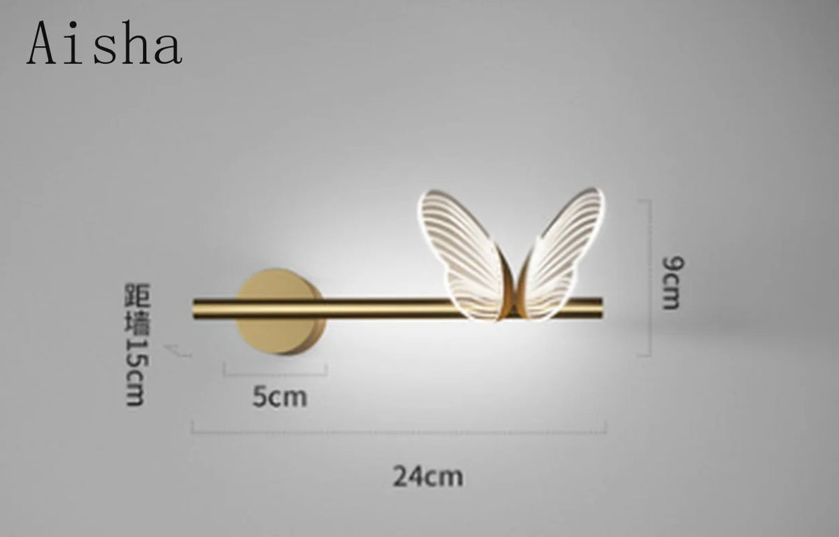 Nordic butterfly acrylic art deco wall light - vue 6 sur 8