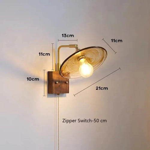 Japanese vintage wooden wall light minimalist LED lamp - vue 10 sur 13