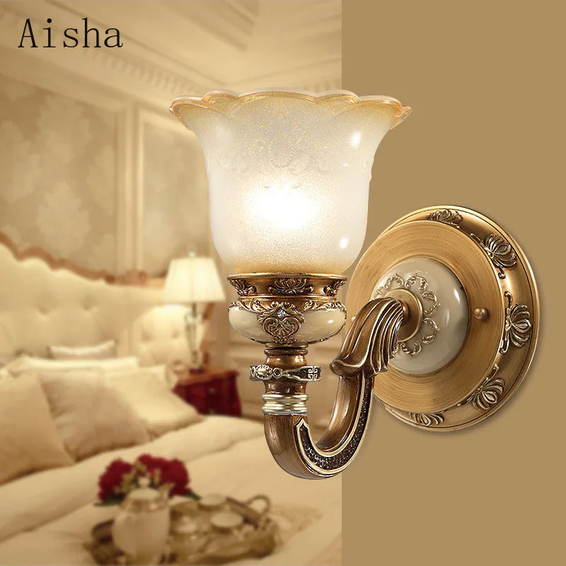 Luxury double head retro glass wall light