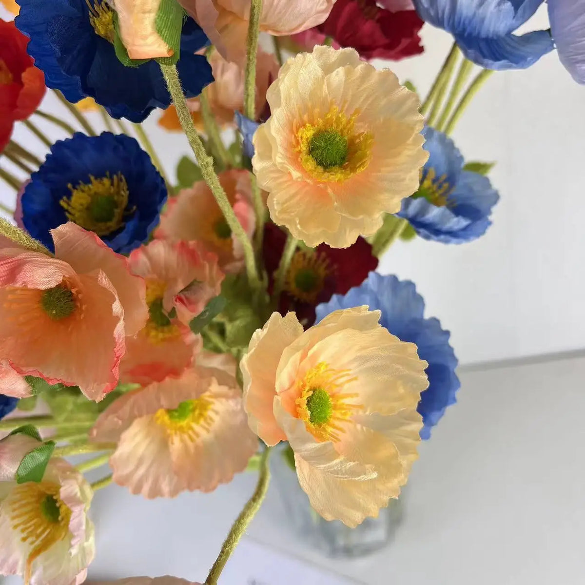 Artificial silk poppy flowers for decoration and events - vue 2 sur 21