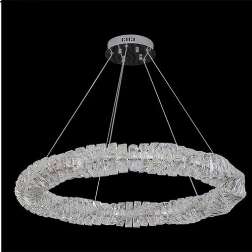 Modern dimmable crystal and steel pendant with remote control - vue 3 sur 21