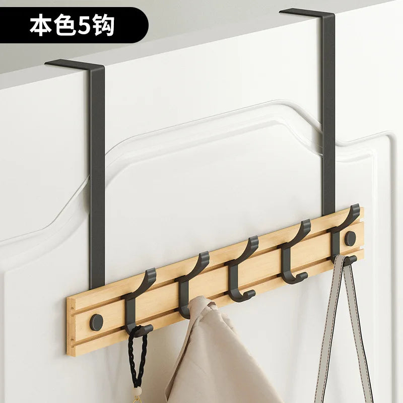 Nordic bamboo coat rack with wall hooks