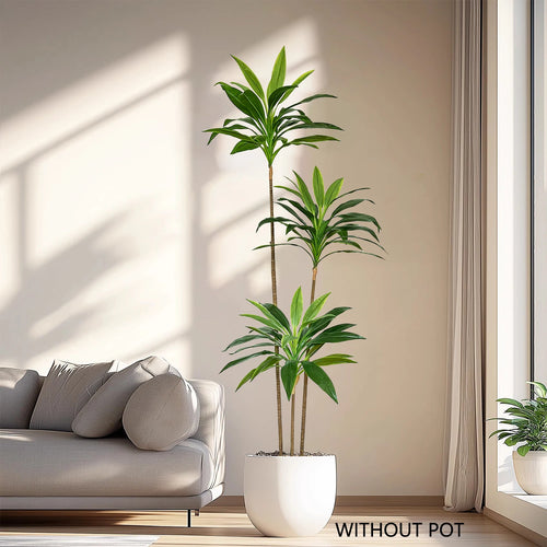 Set of 3 artificial dracaena plants for realistic decoration - vue 4 sur 20