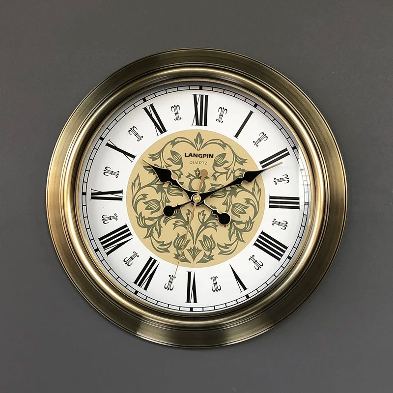 retro vintage gold metal wall clock silent home decor