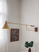 Telescopic brass and walnut wall light nordic style