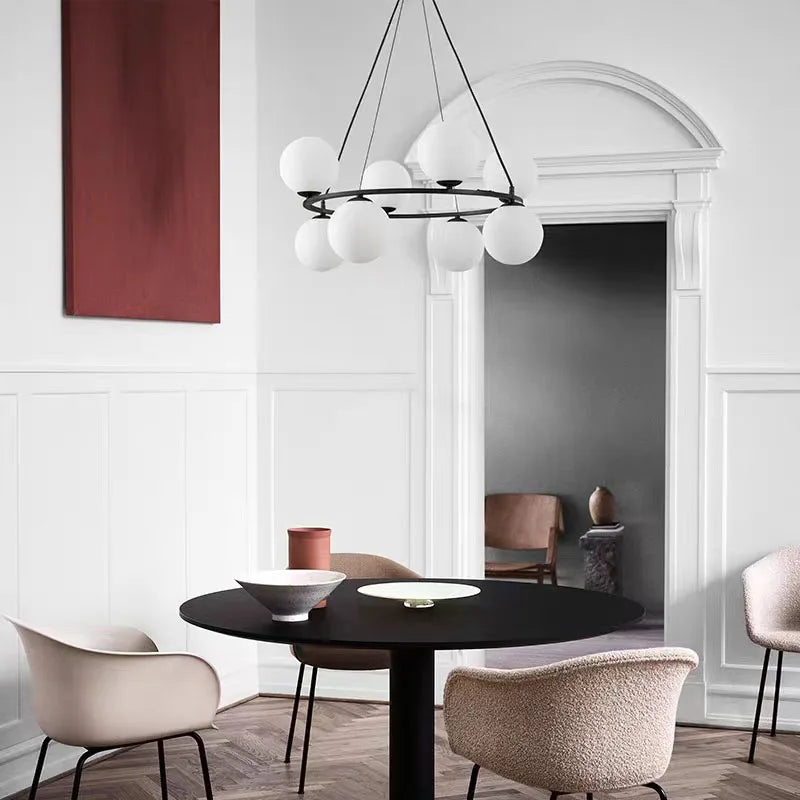 Nordic white glass pendant light for decorative interiors - vue 3 sur 10