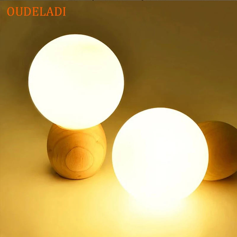 Wooden table lamp for bedroom