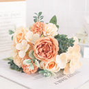 Artificial silk peony and hydrangea bouquet for wedding and home decoration