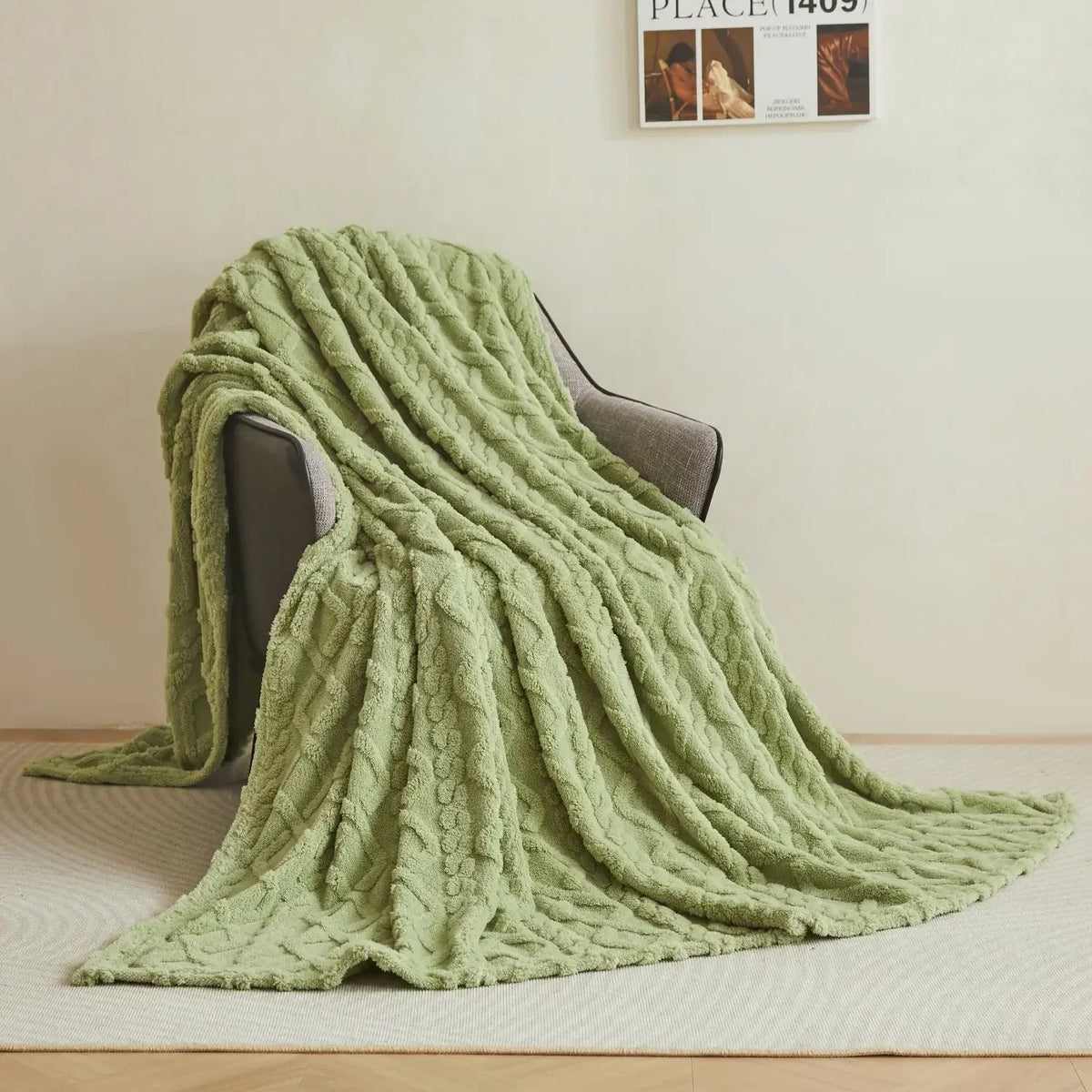 Soft and warm plain polar fleece flannel throw - vue 7 sur 7