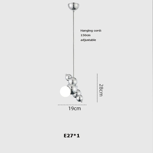 Art deco gold chrome LED pendant light for elegant interiors - vue 9 sur 16