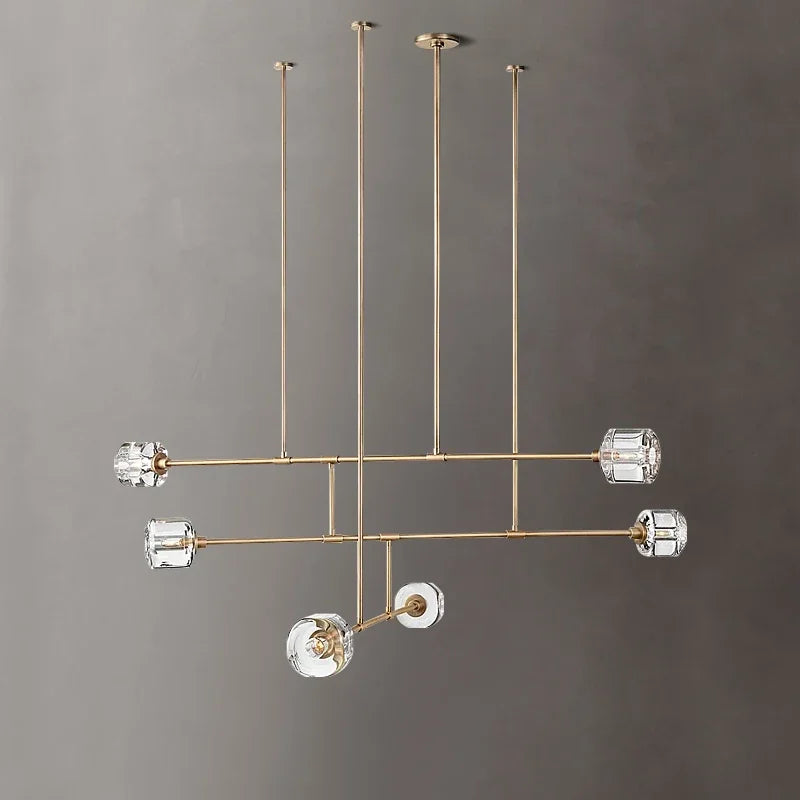 Modern American style crystal chandelier in polished copper