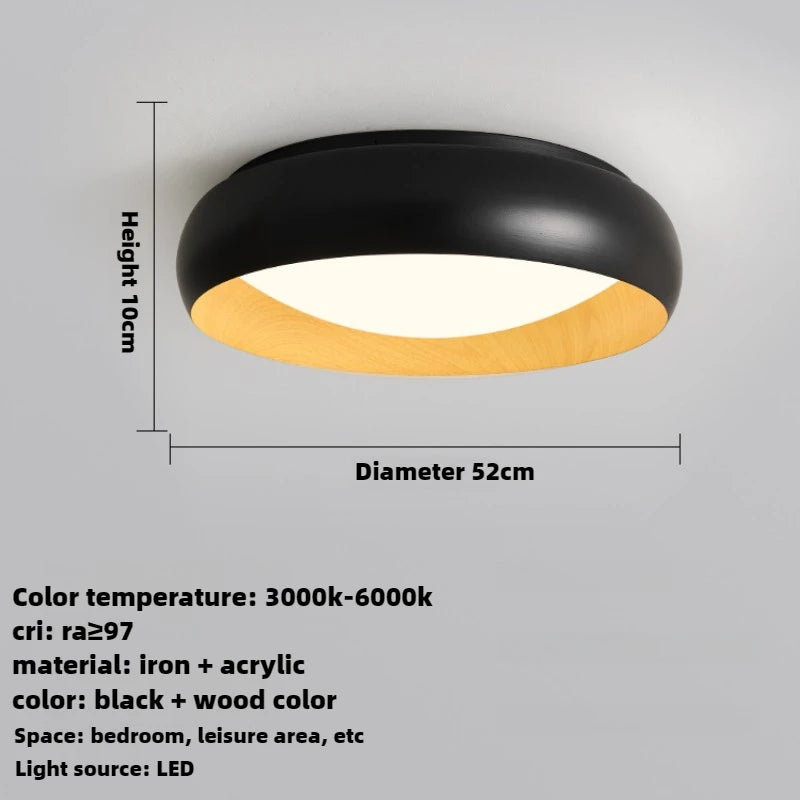 Minimalist Japanese retro circular anti-glare lamp with soft lighting - vue 9 sur 12