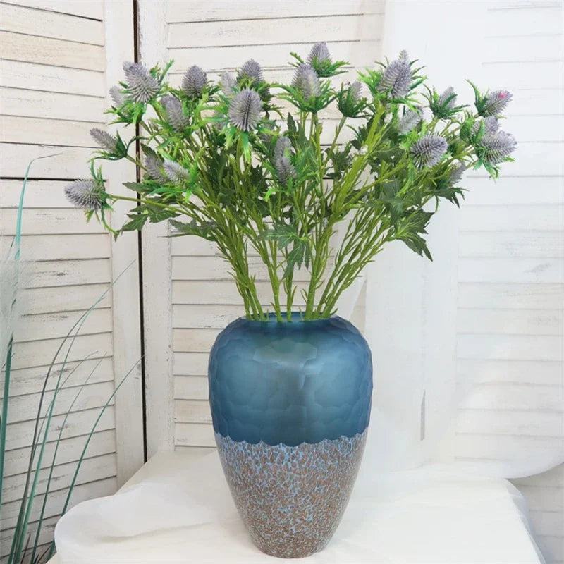 Decorative artificial sea holly flowers in pink and violet - vue 6 sur 12