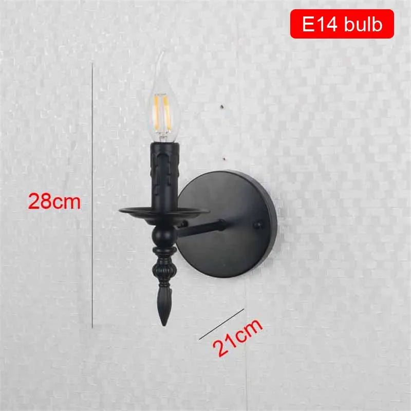 Vintage iron wall light with decorative retro lights