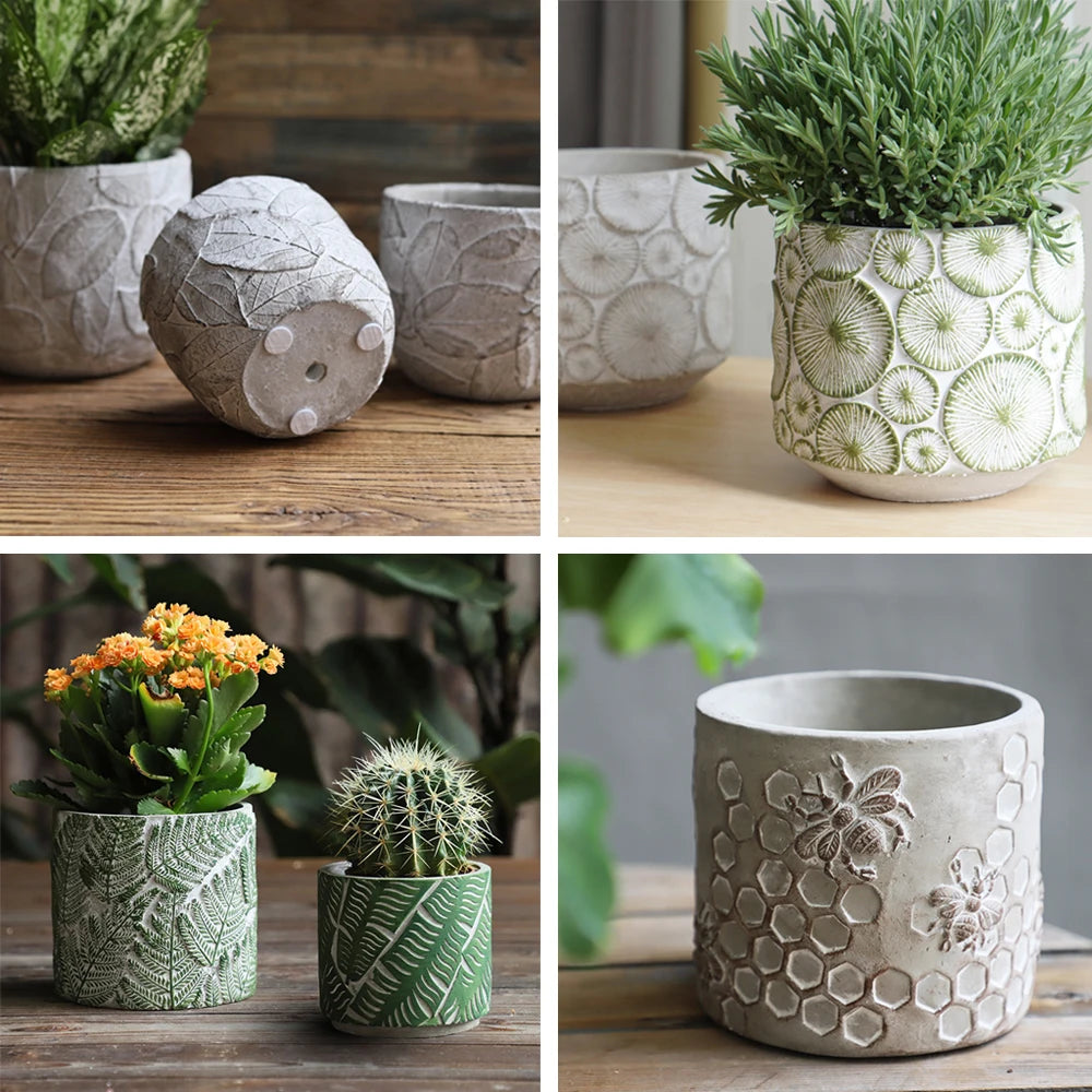 silicone mold for decorative vintage concrete flower pots