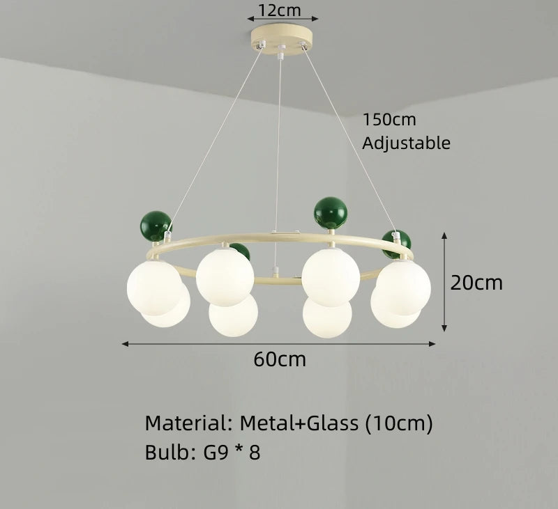 suspension moderne en verre avec anneau métallique dynamique